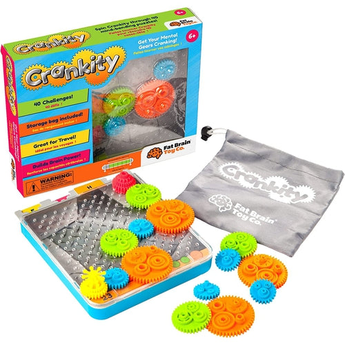 Crankity  - Portable Gears Kit for Solving 40 challenges; 4 levels of difficulty | by Fat Brain US for Kids age 6+