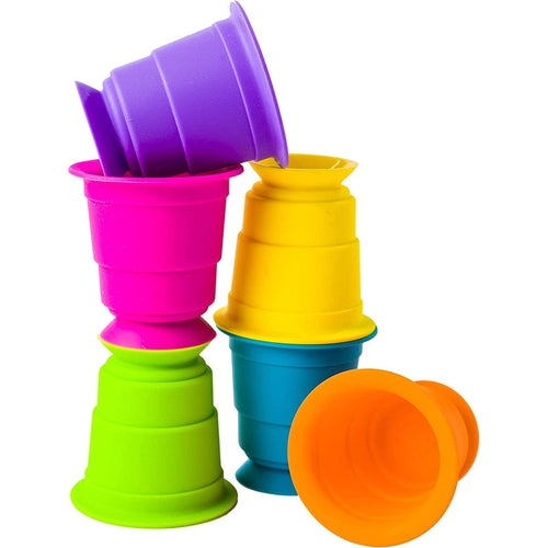 Suction Kupz - Stack, roll, stick, and sip cups  | Montessori set by Fat Brain US for Kids age 1+