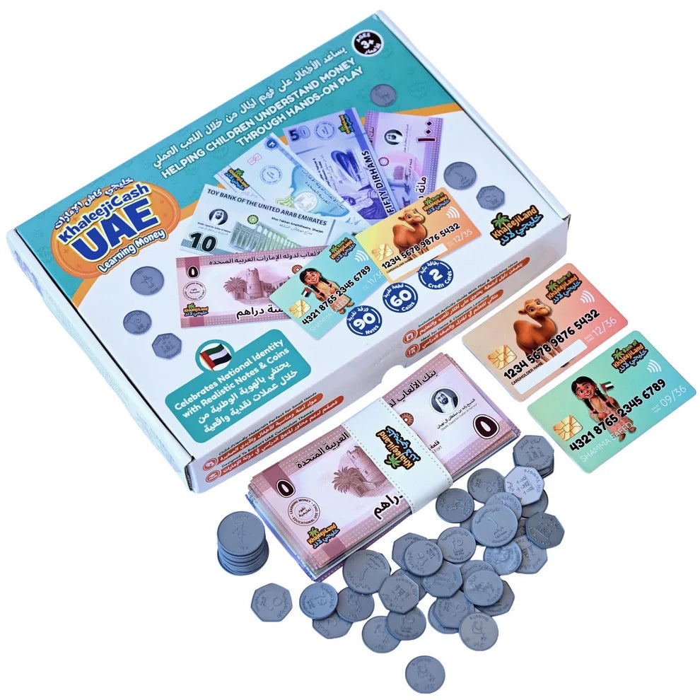 KhaleejiCash UAE Learning Money Notes & Coins | Play money Math set for kids Age 3+