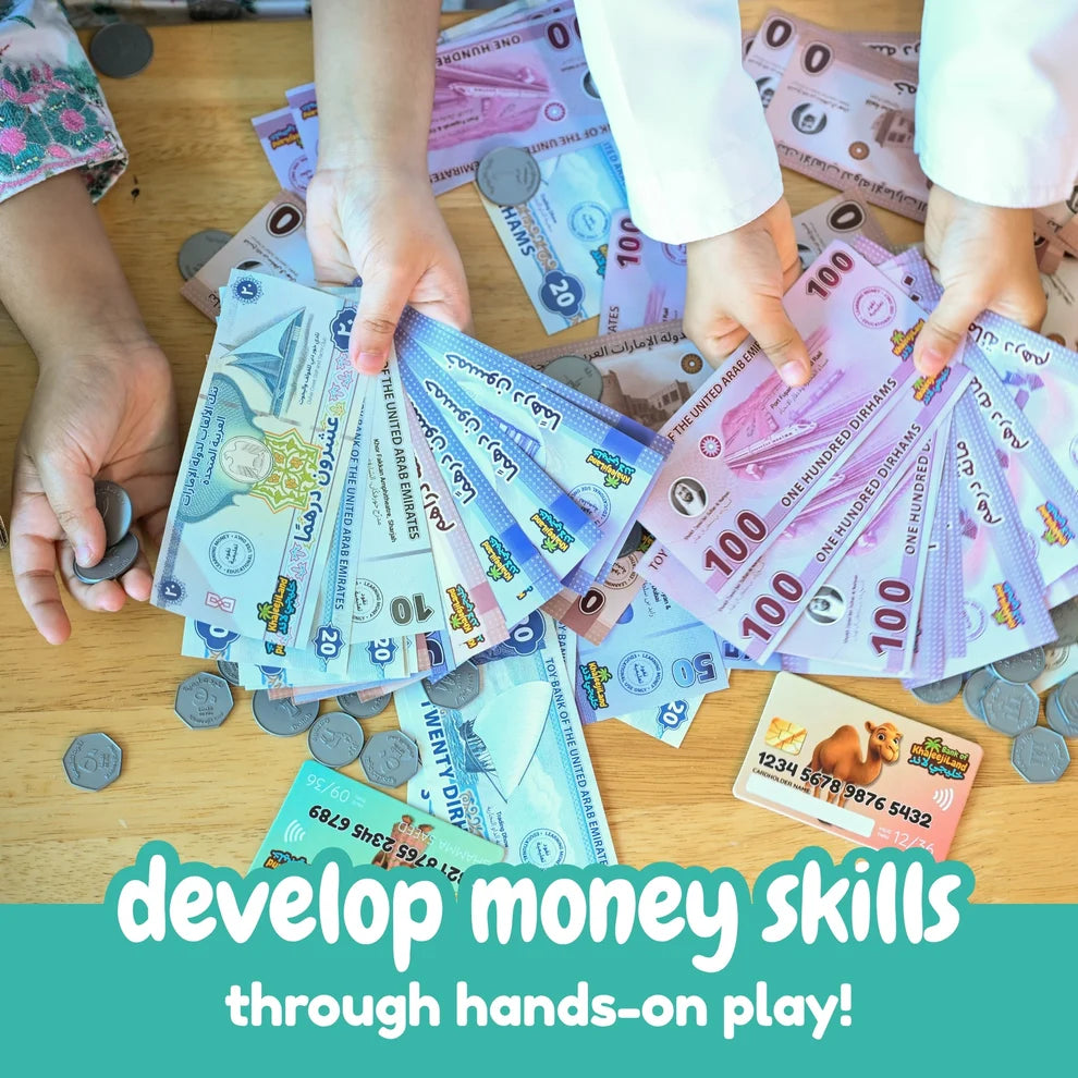 KhaleejiCash UAE Learning Money Notes & Coins | Play money Math set for kids Age 3+