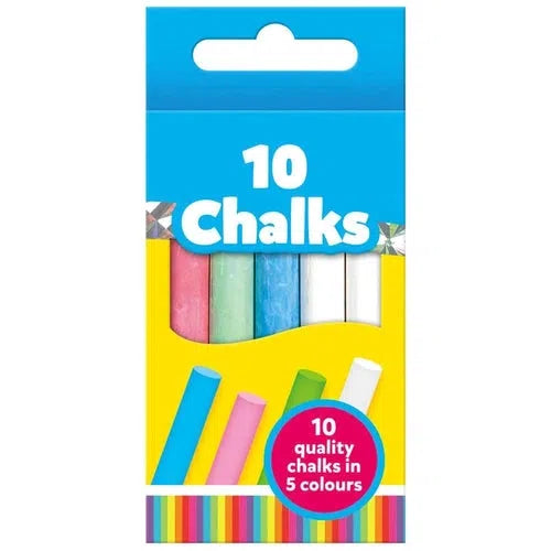 10 Chalks | 10 Quality Small Chalks in 5 Colours | Art & Craft set by Galt UK | Ages 3+