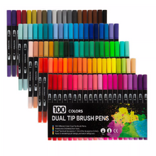 Load image into Gallery viewer, 100 Coloring Pens | Dual Tip Non-Toxic  Markers for Professional Drawing and Painting | Art &amp; Craft Set for Kids Age 3+
