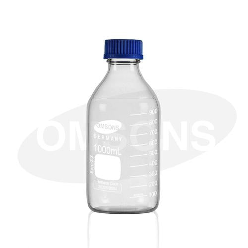 Omsons Bottles Reagent Clear Glass with PE Screw Cap - Multi Capacity options | Science Lab Glassware Educational Kit