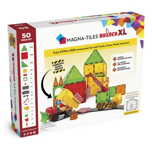 Magna-Tiles Builder XL 50-Piece Set - 242050TR | Educational Construction Set for Kids Age 3+