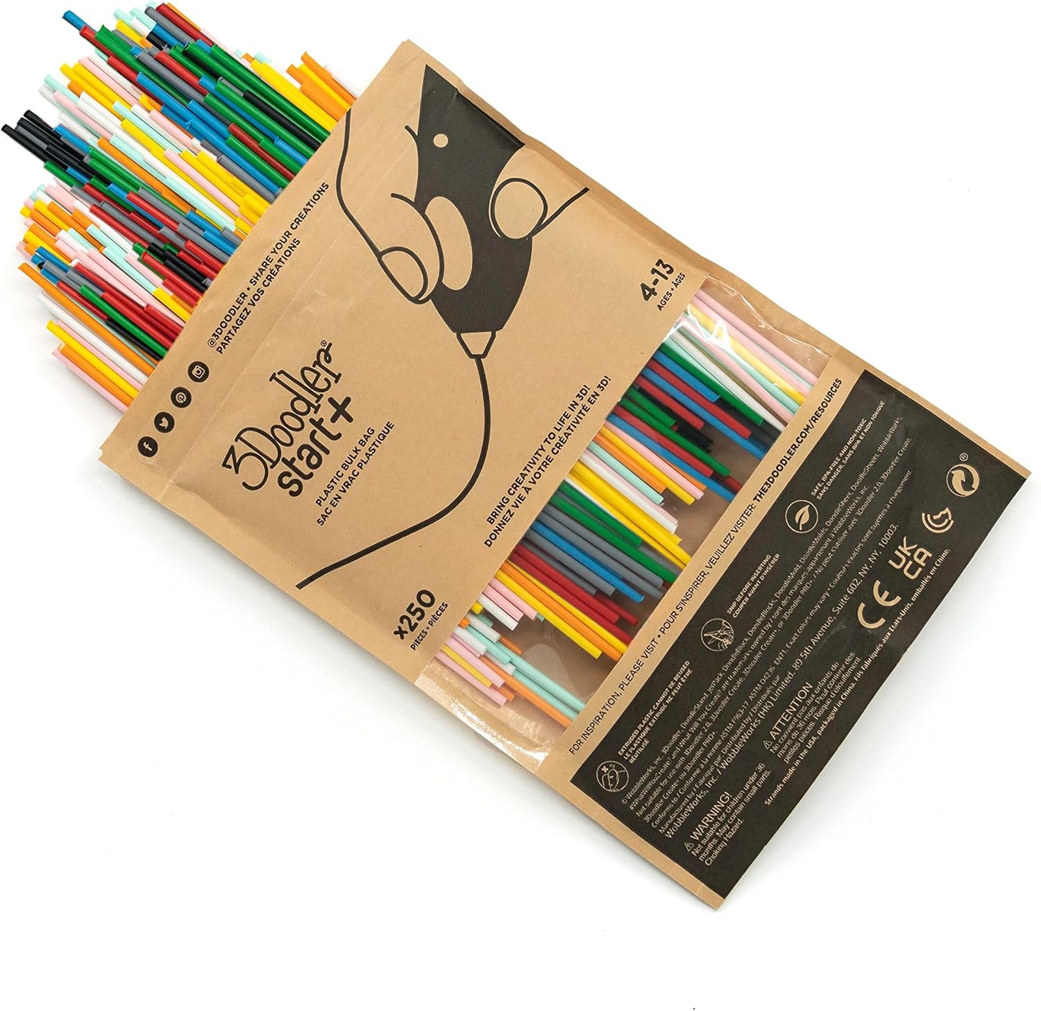 3Doodler Start+ Refill Bundle (250 pieces) - 3D Pen Filament  | Art & Craft by 3Doodler US for Kids Age 6+
