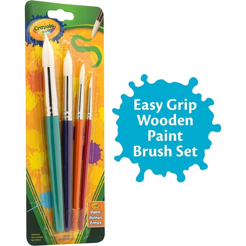 4 Round Paint Brushes | Crisp Edges & Broad Strokes | Art & Craft Set by Crayola US for Kids Age 3+