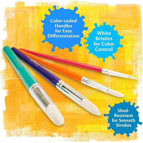 4 Round Paint Brushes | Crisp Edges & Broad Strokes | Art & Craft Set by Crayola US for Kids Age 3+