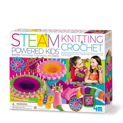 4M STEAM Knitting & Crochet | Arts and Crafts Kit for Kids Age 5+