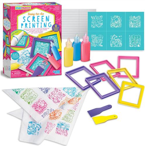 4M - KidzMaker - آسان اسکرین پرنٹنگ - 04797 | بچوں کے لیے آرٹ / کرافٹ سیٹ 5+