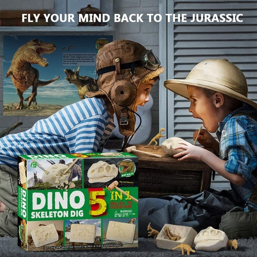 5 in 1 Dinosaur Dig Kit  Digging and Excavation of Dino Skeleton and Fossils | Science Set for Kids Age 6+