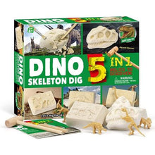 Load image into Gallery viewer, 5 in 1 Dinosaur Dig Kit  Digging and Excavation of Dino Skeleton and Fossils | Science Set for Kids Age 6+
