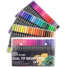 Load image into Gallery viewer, 60 Coloring Pens | Dual Tip Non-Toxic  Markers for Professional Drawing and Painting | Art &amp; Craft Set for Kids Age 3+
