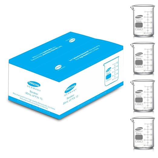 Omsons Beaker Low Form with Spout - Multi Capacity options | Science Lab Glassware Educational Kit