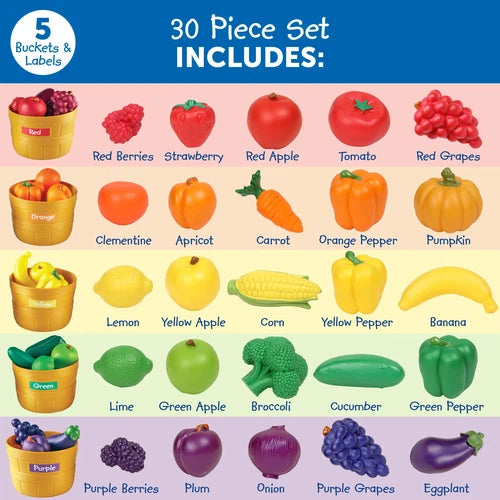 Learning Resources Farmer's Market Food Color Sorting Set | 30 pcs Math Educational Kit for kids Age 1.5+