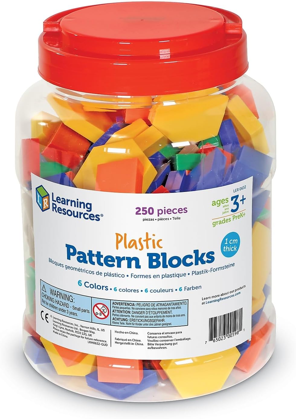 Learning Resources Plastic Pattern Blocks Pattern Blocks for Classroom, Ages 3+