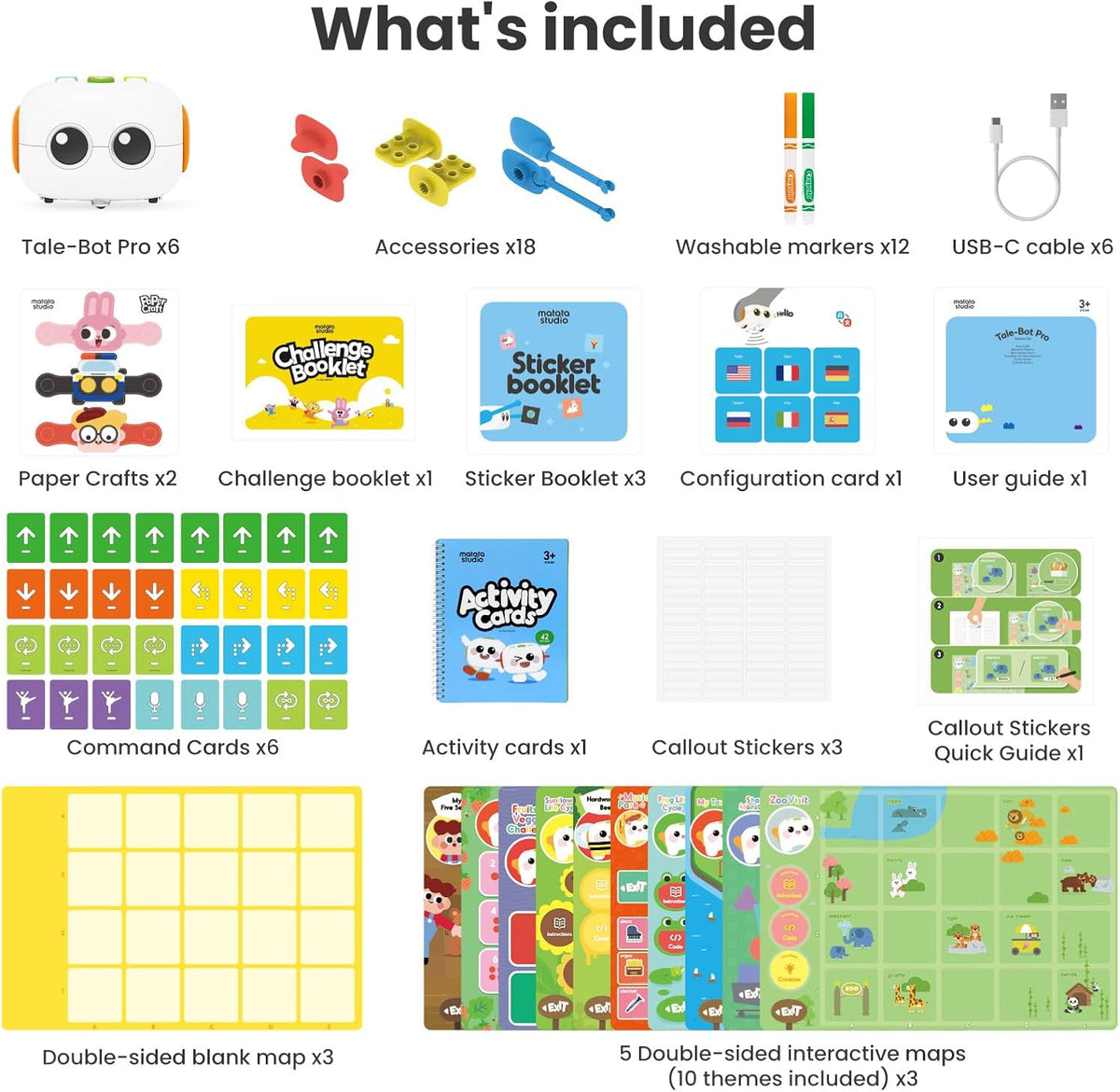 MatataSTudio Tale-Bot Pro Classroom Set, 6 Robots | Tech / Eng STEAM Kit for Kids Age 3+