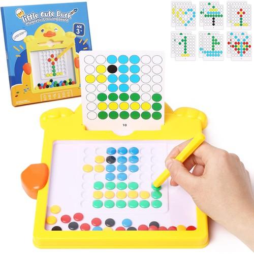 Magnetic Drawing Board | Cute Duck, Large Doodle Board with Magnetic Pen and Beads, Magnetic Dot Art Set for kids Age 3+