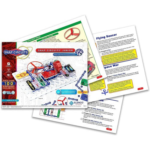 Snap Circuits Jr.® - Enjoy 100 Amazing Electronic Projects | SC-100 by Elenco US | Educational Toy Set for Kids Age 8+