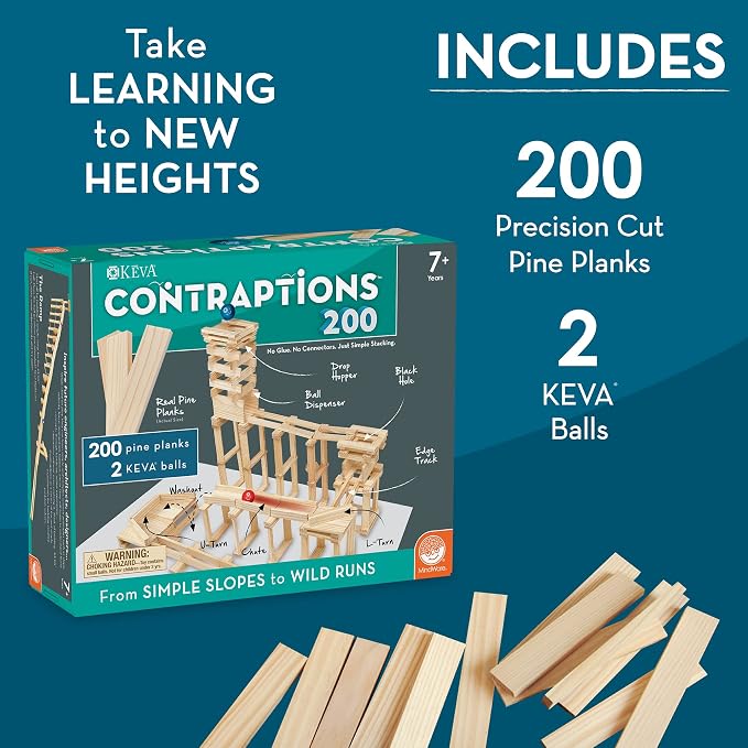 MindWare KEVA Contraptions, 200 Plank Set by MindWare | Building Sets For Kids Ages 7+