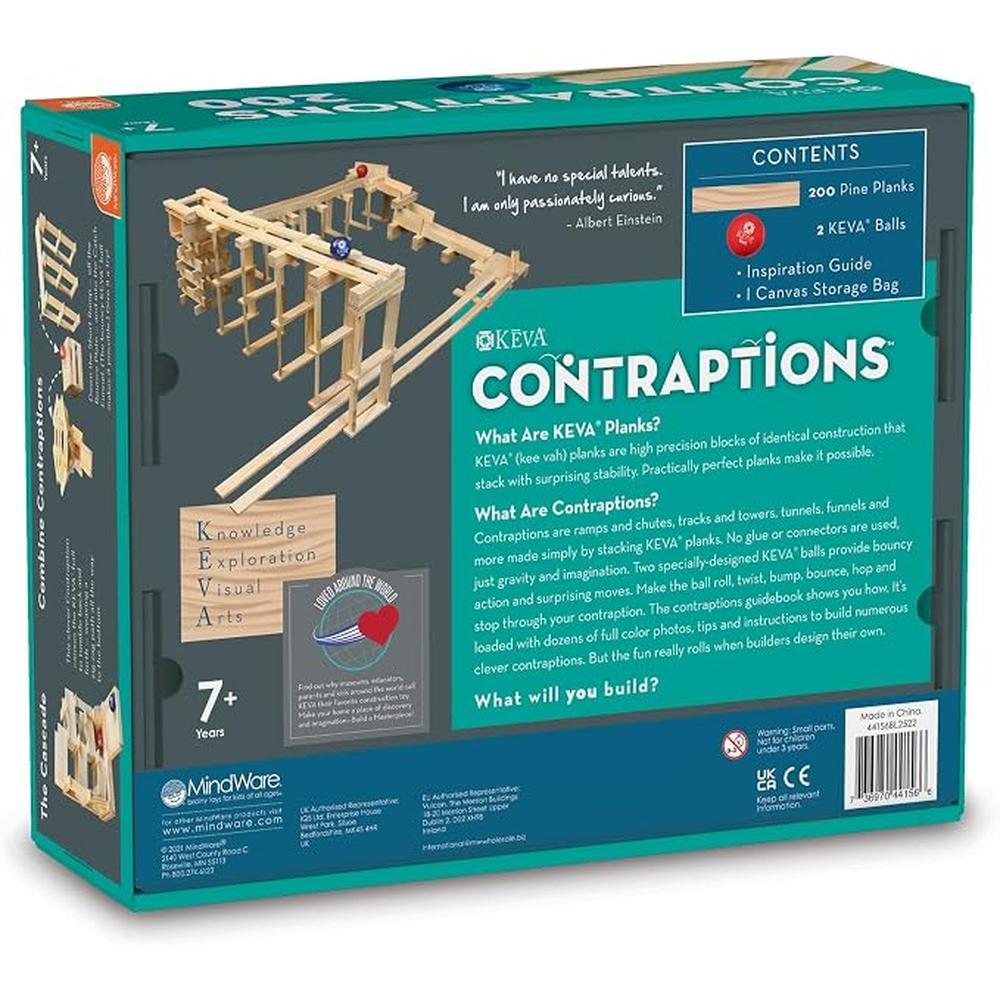 KEVA Contraptions, 200 Pine Planks Set by MindWare | Building Sets For Kids Age 7+