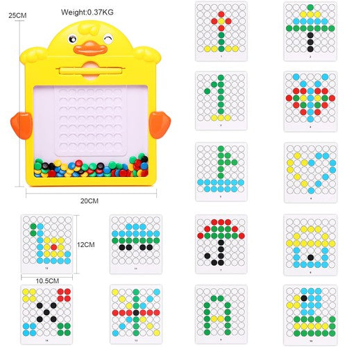 Magnetic Drawing Board | Cute Duck, Large Doodle Board with Magnetic Pen and Beads, Magnetic Dot Art Set for kids Age 3+