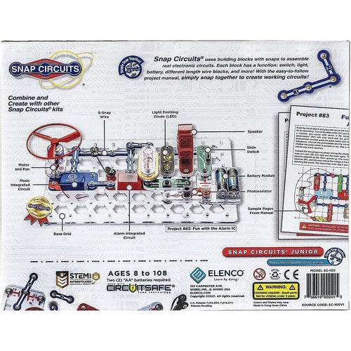 Snap Circuits Jr.® - Enjoy 100 Amazing Electronic Projects | SC-100 by Elenco US | Educational Toy Set for Kids Age 8+