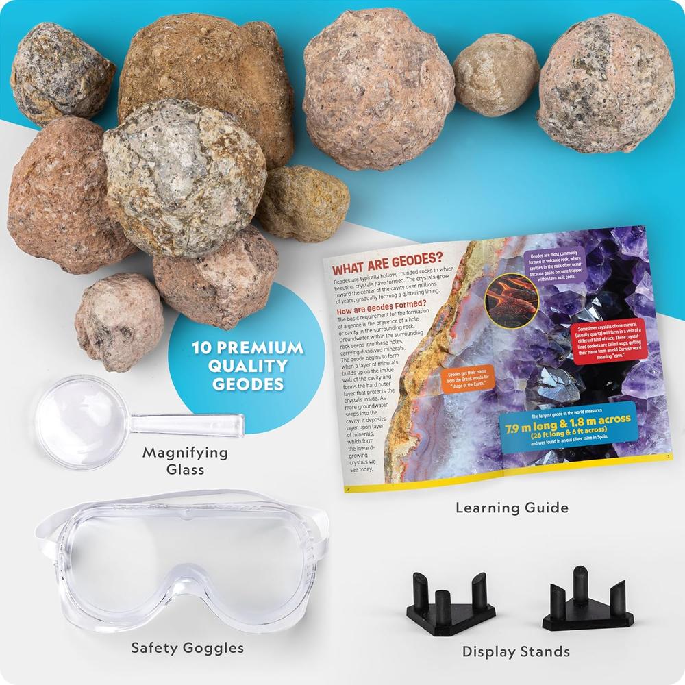 BREAK OPEN 10 GEODES | Science set by National Geographic for Kids Age 8+