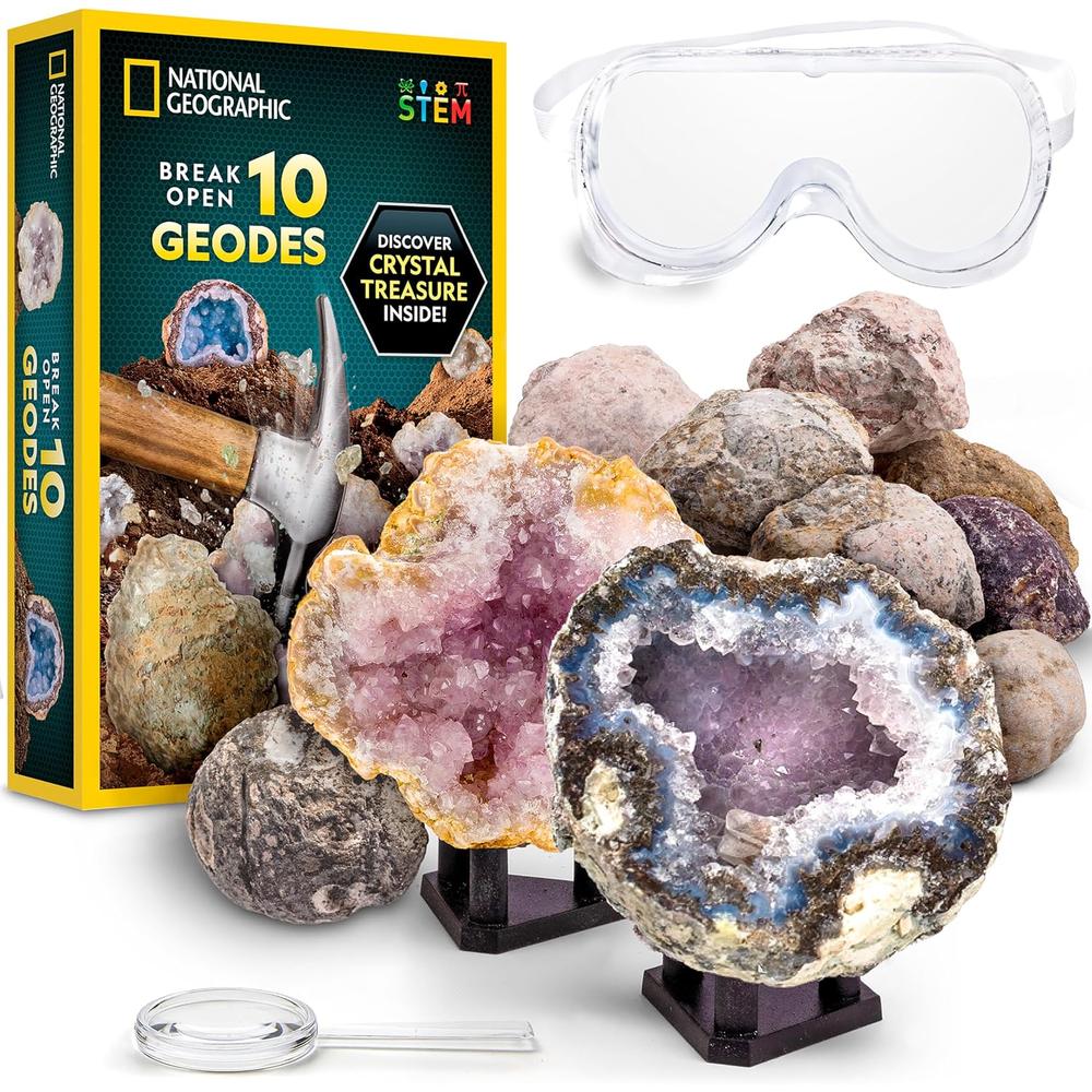 BREAK OPEN 10 GEODES | Science set by National Geographic for Kids Age 8+