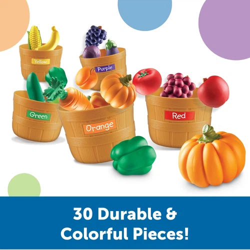 Learning Resources Farmer's Market Food Color Sorting Set | 30 pcs Math Educational Kit for kids Age 1.5+