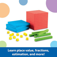 تحميل الصورة في عارض المعرض ، Base Ten Starter Kit - ملون | مجموعة الرياضيات المكونة من 100 قطعة من Learning Resources Brights US | سن 6+
