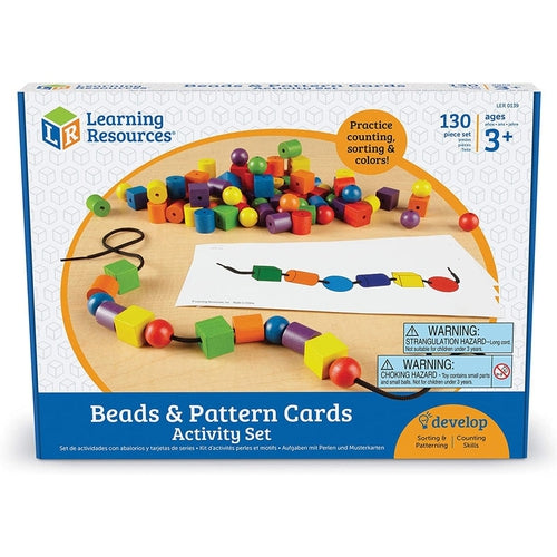 Beads with Lace and Pattern Cards Set  | Math Set of 130 pcs by Learning Resources US | Age 3+