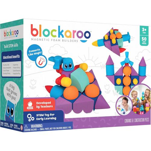 Blockaroo Magnetic Foam Building Blocks | 50 pcs Construction Set for Kids Age 3+