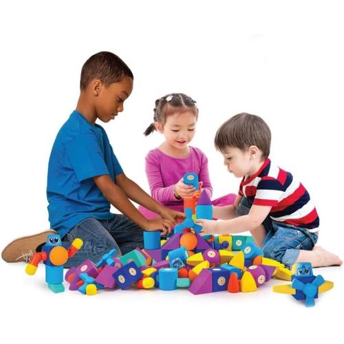 Blockaroo Magnetic Foam Building Blocks | 50 pcs Construction Set for Kids Age 3+