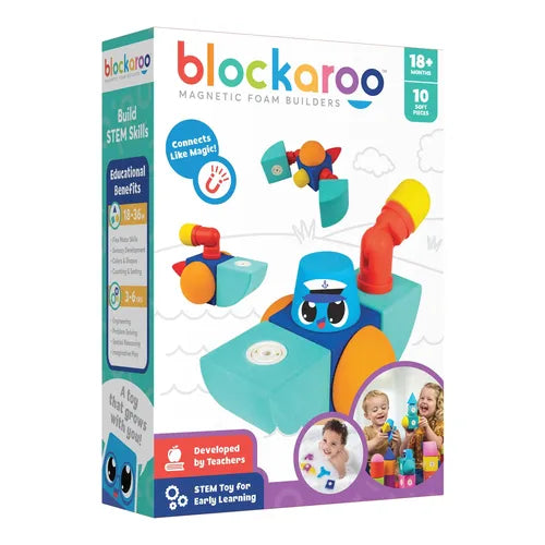 Blockaroo Magnetic Foam Building Blocks - Small Boat | 10 pcs Construction Set for Kids Age 1.5+