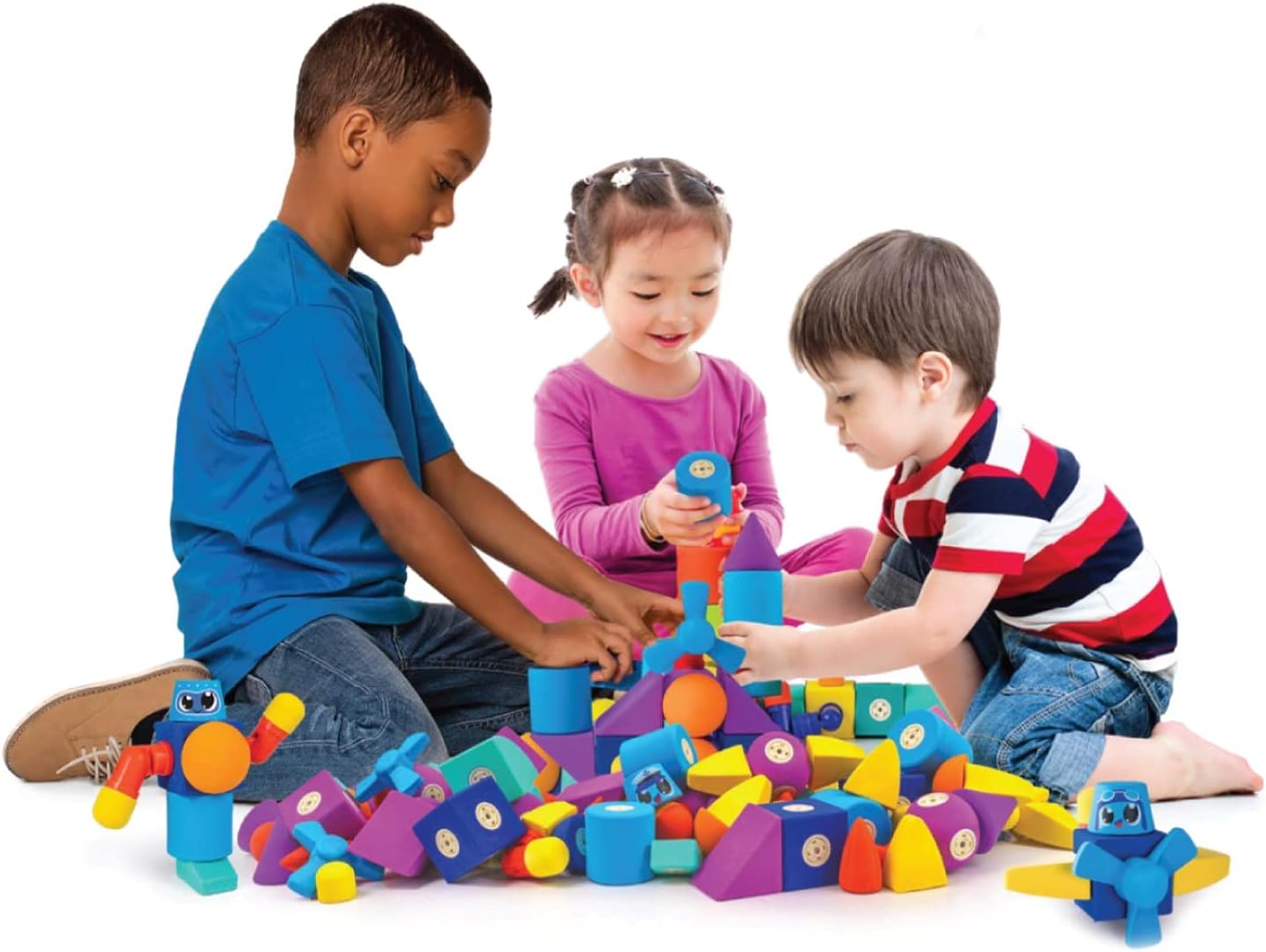 Blockaroo Magnetic Foam Blocks - Medium - Roadster | 13 Soft pcs Construction Set for Kids Age 3+