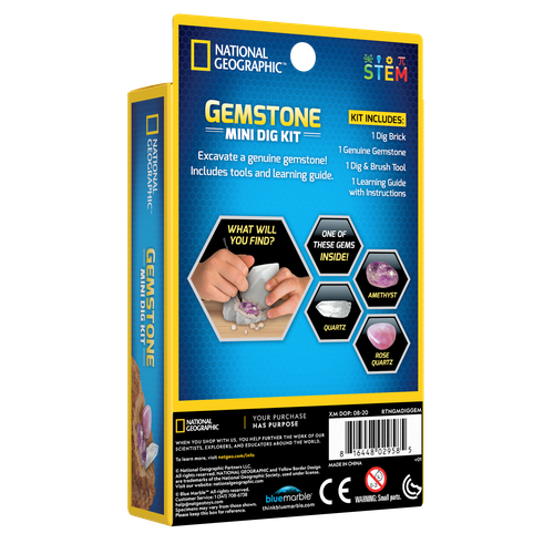 Carded Gemstone - Mini Dig Kit | Science Set by National Geographic for Kids Age 8+