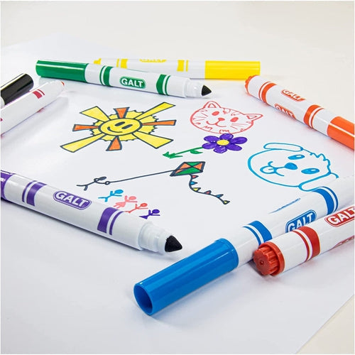 Chunky Pens | 8 Bright Colouring Pens with Washable Ink | Art & Craft set by Galt UK | Ages 3+