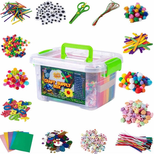 Kids Art Kit and Craft Supplies, 1000+ Pieces Foam, Pompoms