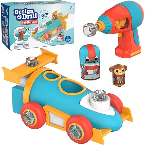 Design & Drill Bolt Buddies Race Car│ Fine Motor Skills Kit | Construction Set by  Educational Insights for Kids Age 3+