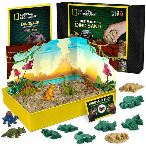 Dinosaur Play Sand, A Kinetic Sensory Sand Activity Kit | Science Set by National Geographic | Age 3+