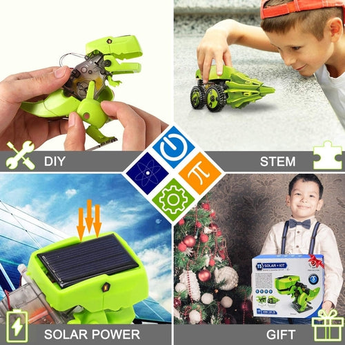 Dinosaur Solar Robot + Cutter | 3-in-1 DIY Building Science Experiment Puzzle Kit | Age 8+