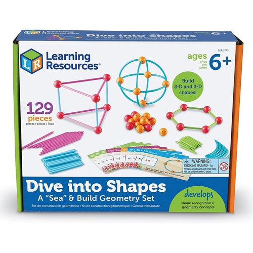 Dive into Shapes!™ A "Sea" and Build Geometry Set | 129 Pieces by Learning Resources US | Age 6+