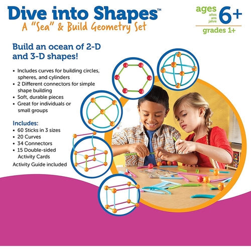 Dive into Shapes!™ A "Sea" and Build Geometry Set | 129 Pieces by Learning Resources US | Age 6+