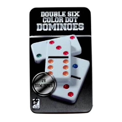 Double 6 Color Dot Dominoes with Metal Tin Case - Set of 28 | Math Brain Game set for all