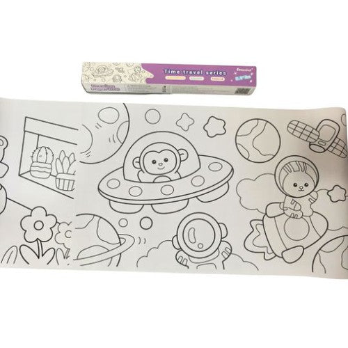 Drawing Paper Roll 3 meter long | Safely Sticky to Wall, Window, Table, etc | Multi-color and design Art Set for Kids Age 2+