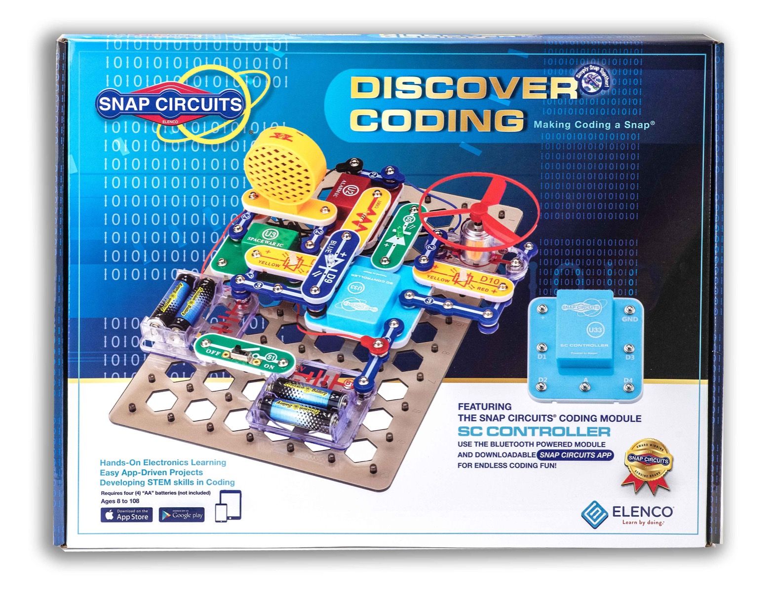 Elenco Snap Circuits® Discover Coding - Graphical/Blockly coding over Bluetooth | SCD303 educational set for future engineers Age 8+