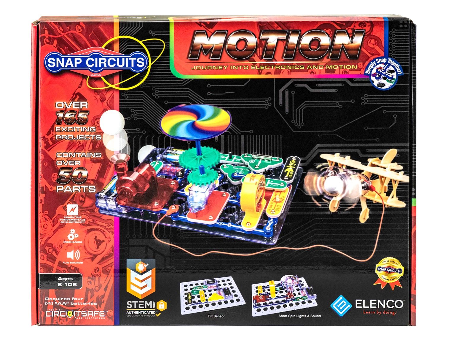 Elenco Snap Circuits® Motion - أكثر من 165 مشروعًا تركز جميعها على الحركة والفيزياء | لعبة SCM-165 التعليمية للأطفال من سن 8 سنوات فما فوق