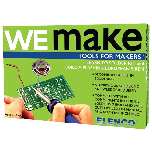 Elenco Solder Practice Kit w/ Iron & Cutters - Learn Soldering Techniques | AK100 "WE make" electronices educational toy for kids Age 12+