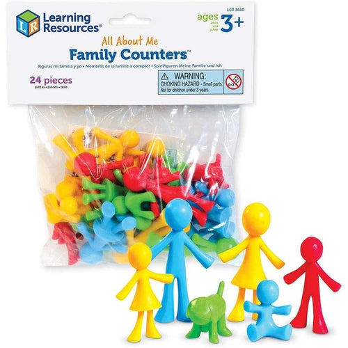 فیملی کاؤنٹرز، اسمارٹ پیک ملٹی کلر | سیکھنے کے وسائل US کے ذریعہ 24 Pcs ریاضی کا سیٹ | عمر 3+ 