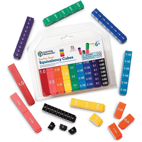 Fraction Tower® Equivalency Cubes | 51-Piece Math Set by Learning Resources | Age 6+